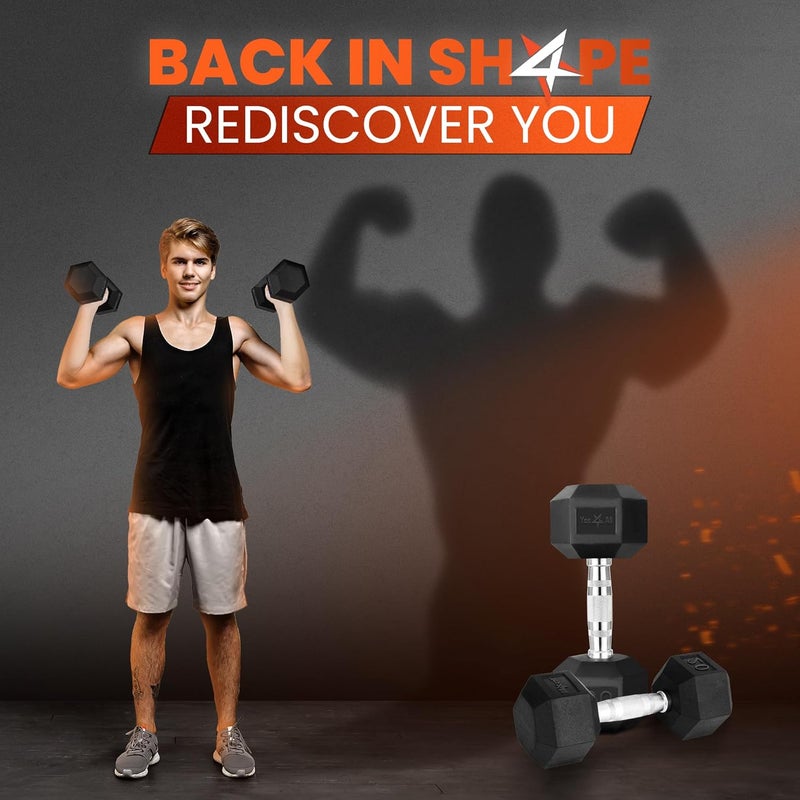 Yes4All Chrome Grip Encased Hex Dumbbells – Hand Weights With Anti-Slip 5-50 LBS Single - Image 5